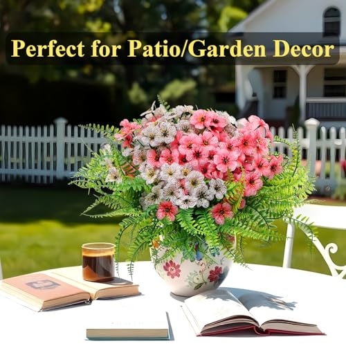 Mixed Color Artificial Flowers and Plant - Realistic Fade Resistant Fake Flowers for Indoor Outdoor Home Wedding Garden Party Decor - Spring Summer | 15 Bundles Without Pot - color: Mixed Colors(light Pink, Green, White), size: 15 Bundles
