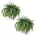 Artificial Ferns for Outdoors, 2 Pack 38IN Fake Ferns for Artificial Plants Large with 55 Fronds and 5 Long Eucalyptus Stems, Faux Ferns for Hanging Basket Porch Garden Home Decor