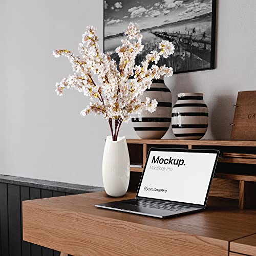 Sggvecsy Artificial Cherry Blossom Branches Faux Cherry Flowers 39 Inch Peach Branches Silk Tall Stems for Home Wedding Table Vase Decor (4 Pcs, Ivory) - color: Ivory, size: 4 Pcs