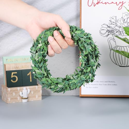24.6 FT Artificial Green Vines for Decoration Mini Leaf Garland Green Vines Yards Fake Vine Garland Vine Ribbon Wreath Accessory Ivy Garlands for Party Wedding DIY Leaves Headband Home Decoration