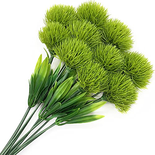 Artificial Dandelion Flowers (Green 10 Pcs) Plastic Plants Shrubs Bushes Fake Grass Wedding Indoor Outdoor Home Garden Verandah Centerpieces Arrangements Party Decoration Planting Filler - color: Dandelions Green/ 10 Pcs
