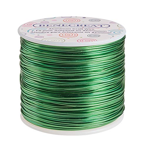 BENECREAT 12 17 18 Gauge Aluminum Wire (17 Gauge,380FT) Anodized Jewelry Craft Making Beading Floral Colored Aluminum Craft Wire - Green - color: Green, size: 17 Gauge
