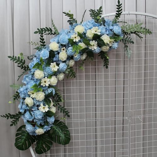 WEISPARK 100PCS Artificial Hydrangea Flowers, Fake Flowers Silk Hydrangea Full Flowers Heads with Stems for Wedding Home Party Shop Baby Shower Decor (Blue) - color: Blue