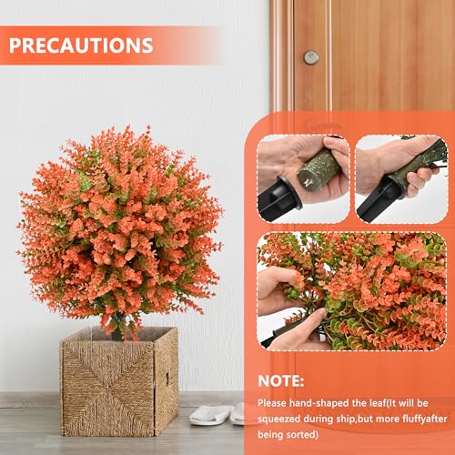 28" Artificial Boxwood Topiary Tree, UV Resistant Fall-Themed Faux Topiary for Outdoors & Indoors, Realistic Topiary Bush for Porch,Front Door, Patio,Thanksgiving & Seasonal Home Decor - color: Autumn Eucalyptus Topiary