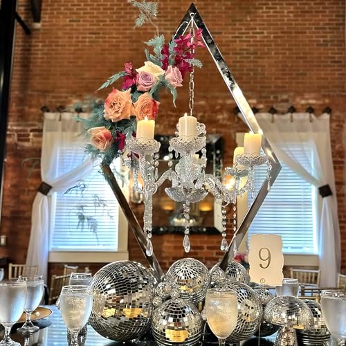European Romantic Diamond Candle Holder, Metal Creative Wedding Table Decor for Western Food, Party, and Wedding Props (Silver, 4PCS) - color: Silver, size: 4PCS