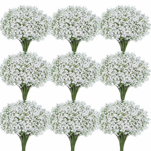 50 Pcs Baby Breath Artificial Flowers, Fake Babys Breath Gypsophila Flowers Bulk, Realistic Artificial Flowers Bouquet Flores Artificiales para Decoracion for Wedding Party Home Decoration - color: White, size: 50 Pcs