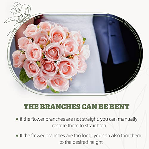 ZMZQ&flw 2 Bouquet Artificial Flowers 36 Heads Silk Pink Roses Fake Flowers Single Stem for Outdoor Bridal Wedding - color: Pink 36pcs