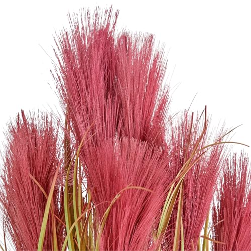 Collections Etc Faux Pampas Grass Picks - Set of 3 - Outdoor or Indoor Decorative Accent, Red
