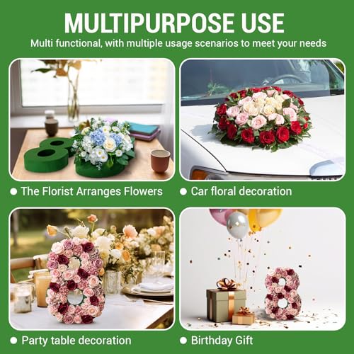 Leinuosen 12inch Dry and Wet Floral Foam Numbers Blocks Green Foam Blocks for Fresh and Artificial Flowers for Weddings Birthday Flower Arrangement Craft Project Garden Decoration(Number 8) - style: Number 8