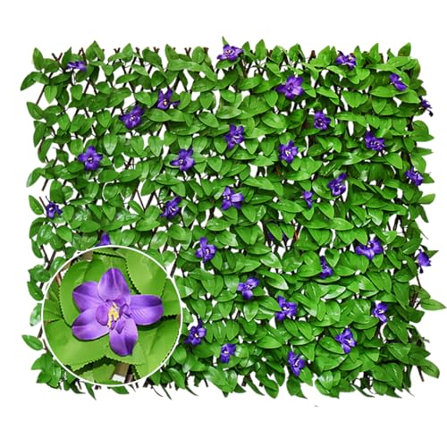 Expandable Privacy Screen with Artificial Flower for Balcony Patio Fence Greenery Privacy Fence Outdoor Purple Flowers 1pcs - color: Purple Flower, size: 1pcs