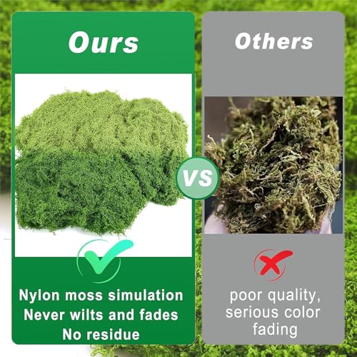 Aiareozy 3.5oz Fake Moss, Fake Green Moss for Potted Plants, Artificial Moss for Crafts, Green Moss for Decorating, Moss Decor Artificial, Faux Moss for Fairy Garden Floral Wedding (100g)
