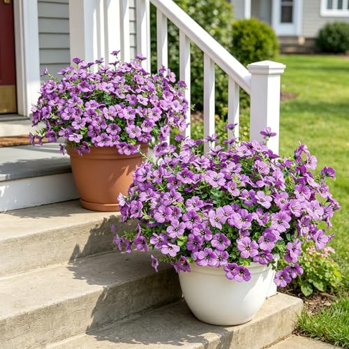 Elyum Artificial Flowers for Outdoors, 9 Bundles Artificial Plants & Flowers Outdoor, UV Resistant Faux Flowers Outdoor Fake Flowers for Outside Porch Window Box Decoration(Purple) - color: Purple, size: 9 Pack