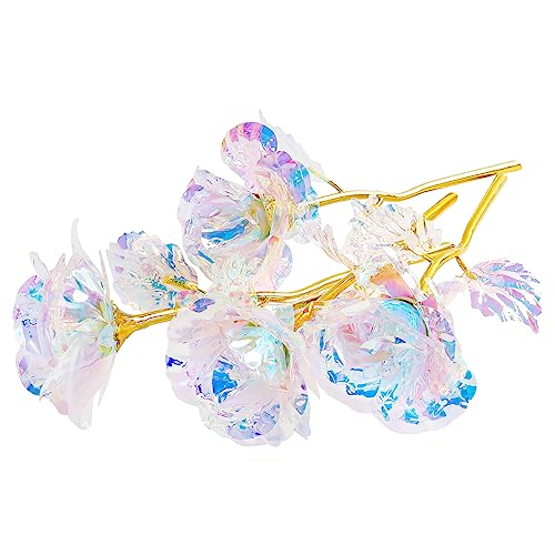 18 Pcs Galaxy Rose Colorful Rainbow Artificial Flowers Crystal Flower Best Gifts for Mother's Day Thanksgiving Valentine's Day Girl's Birthday Party