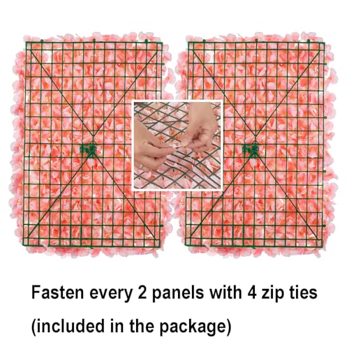 BLOSMON Artificial Flower Wall Panel - Set of 6 Dusty Pink Fake Silk Hydrangea Floral Backdrops (24 x 16 Inch) - Perfect for Wedding Party Baby Shower Decoration - color: Dusty Pink
