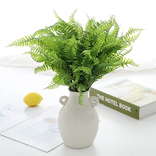 Grand Verde Boston Ferns Artificial Plants Bulk Faux Greenery Plastic Shrubs Bush DIY Outdoor Decoration Patio Garden Balcony Indoor Home Decor, 10pcs (Light Green) - color: Light Green