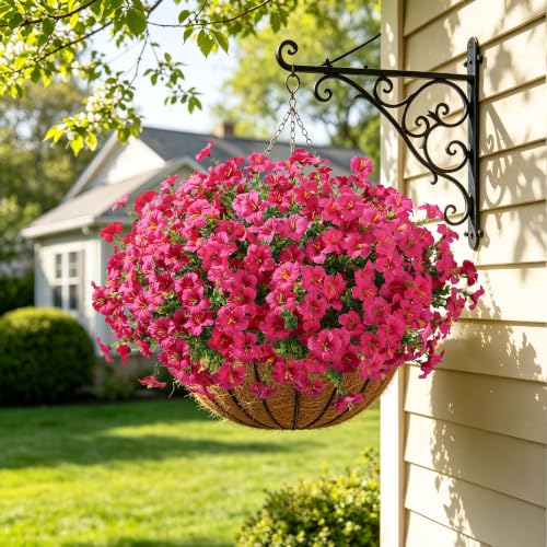 Artificial Flowers for Outdoors Fake Plants Outside Decoration, 20 Bundles Fuchsia Silk Petunia with Eucalyptus UV Resistant Realistic Faux Flowers for Outdoor Planters Garden Balcony Yard Porch Patio - color: Fuchsia