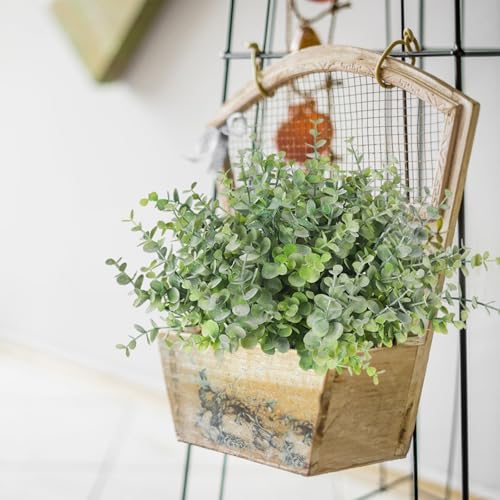 RECUTMS 12 Bundles Artificial Bushes Greenery Plants Stems Faux Shrubs Boxwood Plants Outdoor Fake Eucalyptus for Spring Summer Farmhouse Home Wedding Patio Indoor Graduation Party Decor(Dusty Green) - color: Dusty Green, size: 12 Pcs
