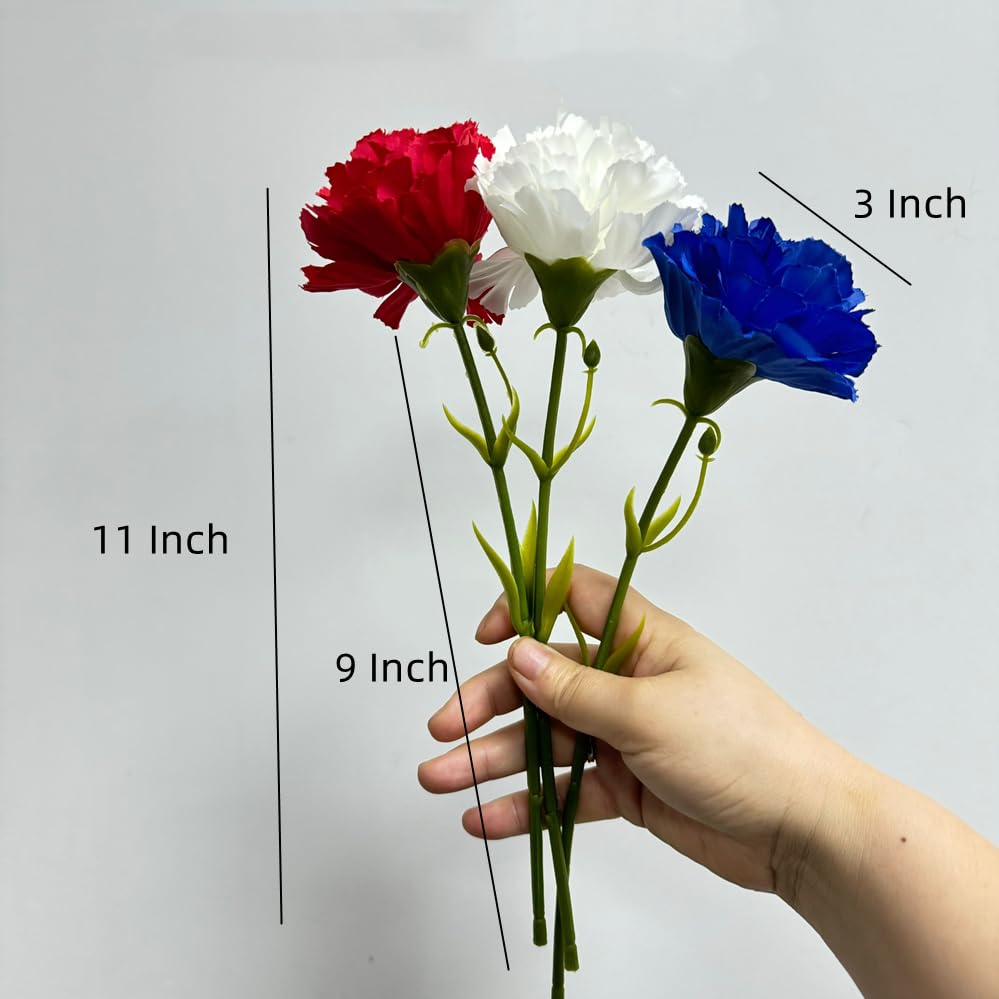 Rikyo 11 Inch Bouquets 10 Stem White Carnations,Outdoor UV Resistant No Fade Artificial Flower,Mini Carnation Silk Petals Fake Flowers Forever Plants for Home Party and Wedding Decor - color: White