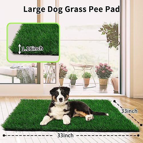 Square Grass Pad for Dogs 33 x 33 inches, Fast-Drain Soft Fake Grass for Pets Potty Training, Easy to Clean, Indoor Outdoor Use (1 Pack) - size: 33x33 Inch