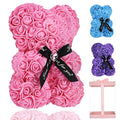 Lgv Flower Rose Bear,Romantic Gift for Valentine's Mother's Day, Christmas, Birthday,Girl Friend Her Mom Female Wife with Artificial Heart-Shaped Diamonds Pink - color: Pink
