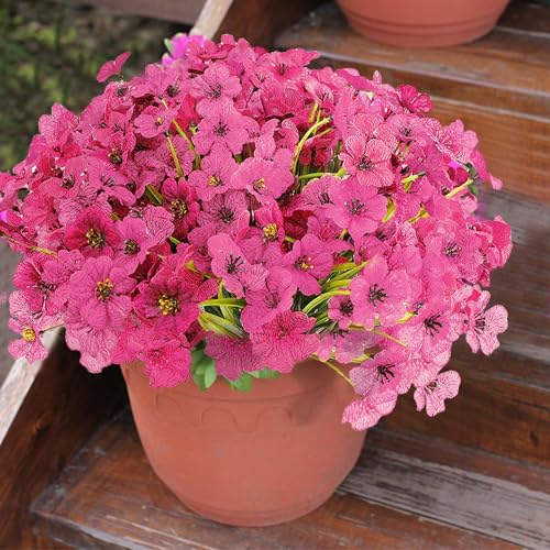 16 Bundles Red Flowers Artificial Outdoor Summer UV Resistant Fake Flowers Outdoor Porch Summer Decor Outside Artificial Plants for Window Box - color: C - Red - 2