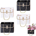 NADUSEP 4 PCS Flower Paper Gift Bag, Bouquet Storage Bucket Florist Handbag with Metal Chain, Wedding Gift Wrap Bag Flower Boxes for Graduation Wedding Valentine's Day Mother's Day Birthday Festivals Party Bridal Shower Anniversary Thanksgiving Christmas
