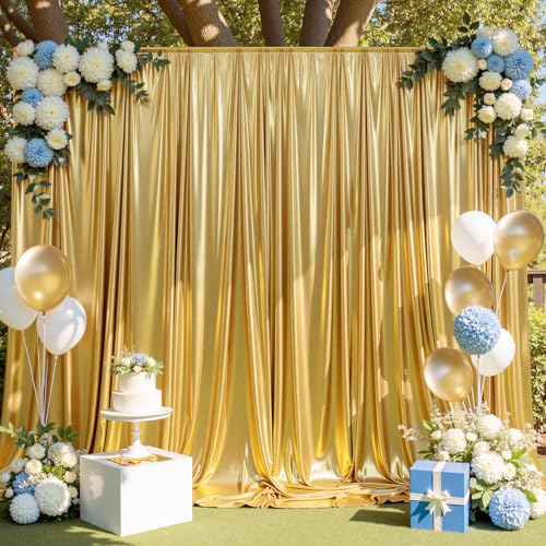 30ft x 10ft Gold Sequin Backdrop Curtain for Parties, Wrinkle Free Thick Glitter Photo Backdrop Drapes 6 Panels 5x10FT Back Drop Cloth Shiny Fabric for Wedding Birthday Photography Background - color: Gold, size: 5'W×10'H _6 Panels
