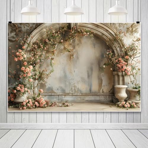 Yeele 12x6ft Vintage Elegant Floral Room Backdrop European Style House Pink Rose Flower Arch Background for Wedding Bridal Shower Anniversary Birthday Decor Girl Woman Portrait Photo Shoot Prop - size: 12x6ft