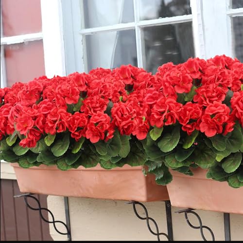 CITYES 8 Pcs Artificial Geraniums Flowers Red Silk Geraniums for Outdoors UV Resistant Fake Geranium Bush Faux Flowers Plants for Planter Garden Home Decor Indoor Patio Vase Table Centerpiece - color: Red