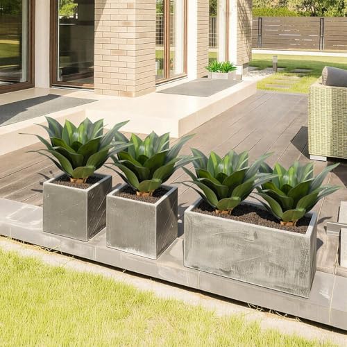 Artificial Agave Plant 27.95Inch Artificial Agave Plants Outdoor Set, Large Fake Plants Indoor for Home Decor, Realistic UV Resistant Faux Succulents Plants Without Pot, Set of 2 - color: Agave, size: 27.95in