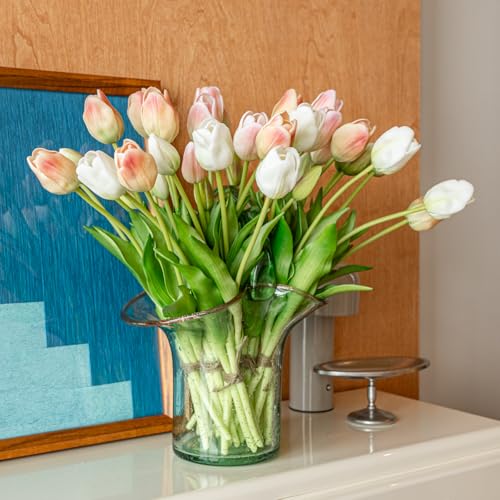 Artificial Tulips Flowers, Latex Bouquet, Fake Tulips,Spring Wedding Home Room Table Centerpiece Decor - color: 40pcs Xb(no Vase)
