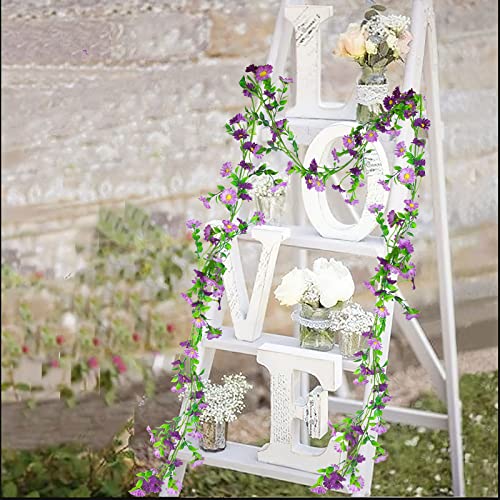 CISDUEO Silk Daisy Flower Garland - Purple Artificial Flower Vine, Hanging Ivy Garland for Wall, Party, Wedding Arch, Floral Decor, Home Indoor/Outdoor Ceremony - color: Purple