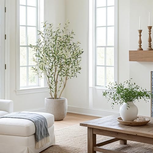 Nafresh Super Full Faux Olive Tree, 5FT Artificial Olive Tree Indoor, Fake Silk Trees with Realistic Leaves and Lifelike Fruits for Indoor Outdoor Living Room Corner Office Bedroom Home Decor - size: 5ft