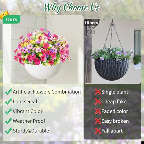BLEUM CADE 12 Bundles Artificial Flowers for Outdoors, UV Resistant Fake Outdoor Flowers, Realistic Faux Outdoor Flowers for Decoration, Outside Fake Plants for Porch Garden Decor - color: Mixed Pink, size: 12 Pack