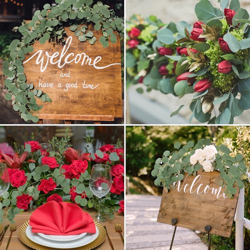 Sggvecsy 8Pcs Artificial Eucalyptus Garland Greenery Leaves Silk Vines Silver Dollar Leaves Faux Leaf Plants for Wedding Wall Table Party Home Fireplace Bedroom Decor - size: 8pcs