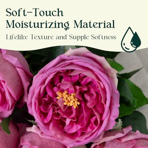 4 Pcs Real Touch Peonies Artificial Flowers, 3.5'' Big Bloom Austin Rose Peony Latex Fake Flower with Stems for Wedding Bouquet Party Valentines Arrangement Home Kitchen (Rose Red) - color: Rose Red