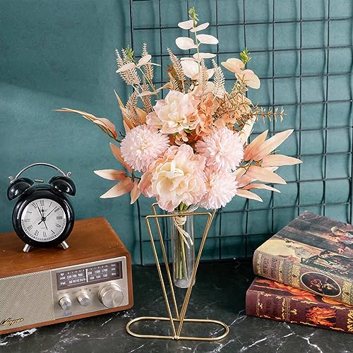KIRIFLY Artificial Fake Flowers Plants Silk Flower Arrangements Wedding Bouquets Decorations Plastic Floral Table Centerpieces for Home Kitchen Garden Party Décor (Light Pink) - color: Light Pink