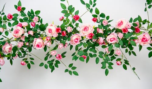 6FT Bendable Flower Garland, Artificial Rose Vine Hanging Floral Garland Decoration for Weding Home Room Wall Decor (Pink, 1pcs) - color: Pink, size: 1pcs