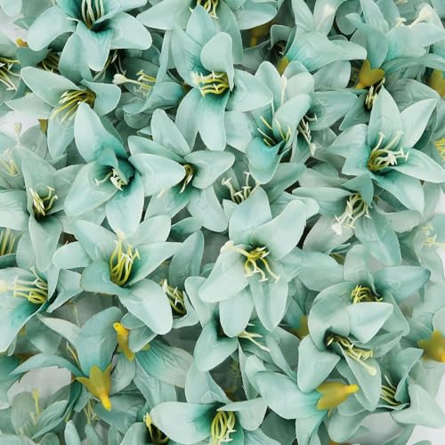 20 Pcs Artificial Lily Flower Head, Black Orchid | Fake Flowers Heads, Simulation Small Lily, DIY Handmade, Wedding Photography Party Home Decoration - color: Black Orchid