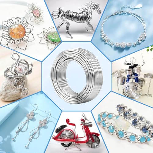 Modacraft 9 Gauge Aluminum Craft Wire - 55FT 3mm Bendable Armature Wire with 5-Inch Micro Flush Cutter - Perfect for Sculpting, Jewelry Making, Doll Making, Bonsai Training, and DIY Crafts - size: 9 Gauge