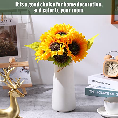36 Pcs/ 4 Bunches Artificial Sunflower Bouquets Fake Sunflowers with Stems Large Faux Sunflowers Bulk Bride Holding Flowers for Wedding Home Baby Shower Birthday Party DIY Garden Outdoor Indoor Decor
