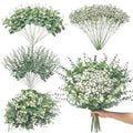 Serwalin 100 Pcs Mixed Artificial Eucalyptus Stems,Babys Breath Artificial Flowers Bulk with Faux Eucalyptus Leaves Greenery Stems for Wedding DIY Bouquets Floral Arrangement Home Decor - size: 100pcs