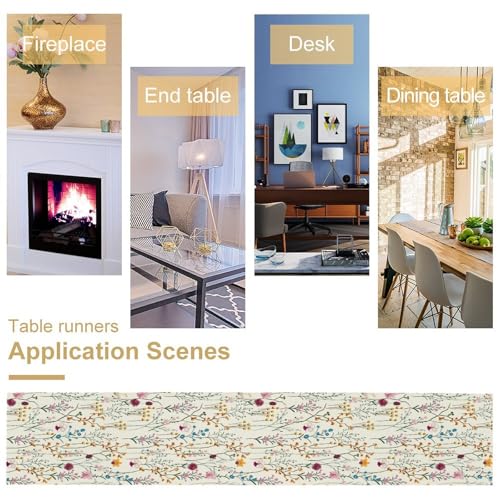 Watercolor Wild Flowers Table Runner, Summer Colorful Flowers Table Decoration for Home Party Picnic Holiday Kitchen Dining 13x36in - color: Flower-10, size: 13x36in