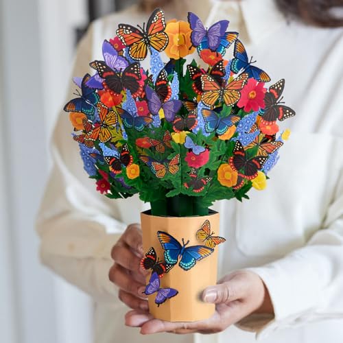 Lovepop Everyday Pop-Up Card for Her and Him - 3D Pop-Up Bouquet Greeting Cards for Men, Women - Lavender Butterfly - 12" x 8.5" Floral Bouquet - Blank Note Card Included - color: Brilliant Butterfly Bouquet