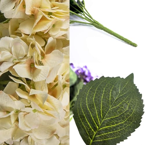 Larksilk Hydrangea Artificial Flowers - Faux Hydrangea Flowers - Home Decor, Easter Decorations, Spring Decor - Floral Centerpieces for Tables - 20" Floral Stems, Beige, 3 Pieces - color: Beige, size: Pack of 3
