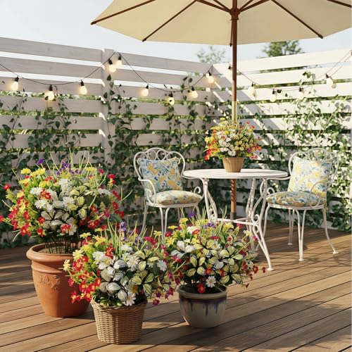 Artificial Flowers for Outdoor, 12 Bundles Mix UV Resistant Fake Flowers | No watering needed,Fade resistant,Bendable & flexible,Easy DIY freely,Maintain beauty long-term,Brighten up any space - color: 12pcs-mix