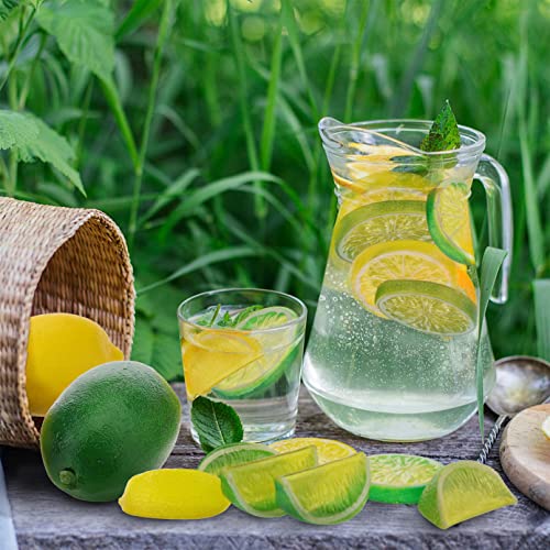 Woration Fake Lemons Limes & Slices Blocks Set, 20Pcs Artificial Decorative Faux Assorted Fruits for Home Office Weddings Table Centerpiece Party Decor Lemon Theme - color: Lime&lemon