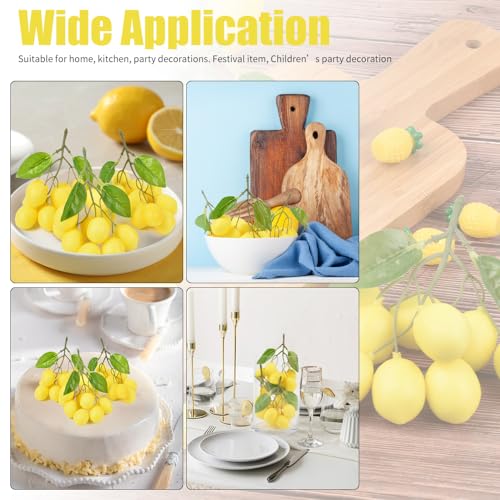 Fake Lemon Branches Artificial Fruit Highly Simulation Lifelike Model for Vase Home Party Decoration 3PCS