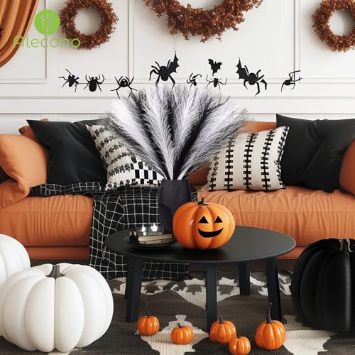 Alecono 𝟯𝟬𝙋𝙘𝙨 Pampas Grass 17in, Black and White Pampas Grass for Home Decoration, Faux Pampas Grass Decor for Wedding Centerpieces Birthday Party - color: White, Black, size: 30pcs
