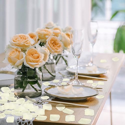 SITUMEIZI 3000PCS Rose Petals for Romantic Night for Her Set Flowers Wedding Party Decoration Marriage Proposals Decor Petals Fake Rose Artificial Silk Rose Petals(Ivory White) - color: Ivory White, size: 3000